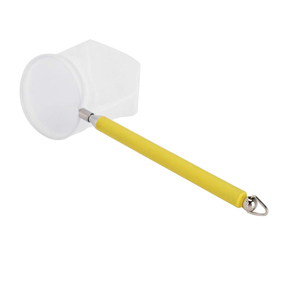 Small Aquarium Fish Net Telescopic Pole Fish Shrimp Catch Nets Skimming Net with Extendable Long Handle for Fish Tank Fry Crystal Shrimp(Yellow Round)