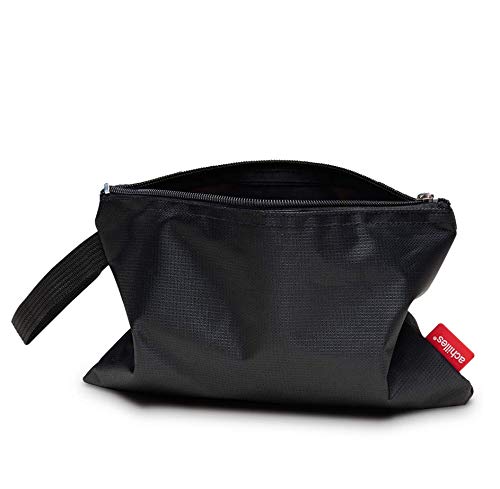 achilles Cosmetic Bag with Strap, Makeup Case, Small Toiletry Zipper, Bag, Pouch, Handbag Organizer, Insert (Black, 25x17cm)