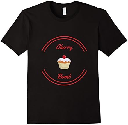 Mens Cherry Bomb Cupcake tshirt  2XL Black