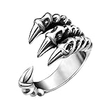 FANSING Mens Biker Ring, Punk Dragon Claw Rings, Stainless Steel, Casting Black, Size 7-12