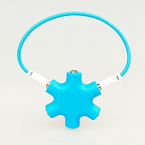 XXMANX 6-way Hub Headphone Splitter Stereo Music Headphone Extension Adapter Gold Plated (Blue)