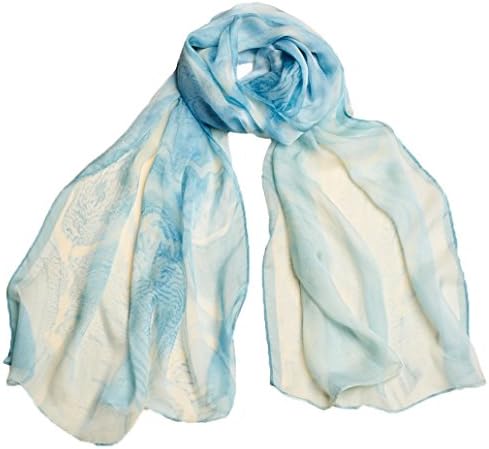 Ysiop Womens 100% Silk Scarves Lightweight Shawls and Wraps with Gift Box
