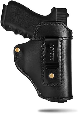 LIRISY Leather IWB Holster | Inside The Waistband Concealed Carry Gun Holster for S&W M&P Shield - Glock 17 19 22 23 26 32 33 43/ Springfield XD XDS/All Similar Handguns