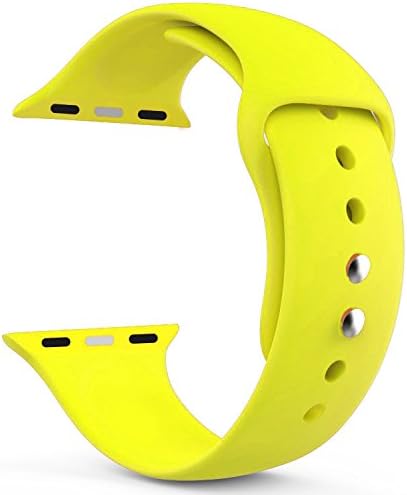 Inozama Apple Watch Band, Sporty Premium Soft Silicone Replacement Band for iWatch Series 1 Series 2 Series 3 (42MM M/L G Yellow)