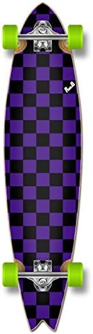 Special Pro Graphic FISHTAIL Complete Longboard skateboard w/ 70mm wheels (Checker Purple)