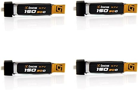 Hobbyzone Sport Cub S RC Airplane 30C 1S 150mAh 3.7V LiPo Battery with JST-MCX x4 Pack by Bias