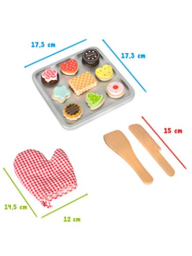 Kledio 4250772366774 Kinder Keks Backset aus Holz FSC 100%, ideale Ergänzung für jede Spielzeug Küche, mehrfarbig – Bild 7