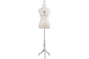 PETGIRL Female Dress Form Mannequin Torso Body with Adjustable Tripod Stand Dress Jewelry Display (Beige)