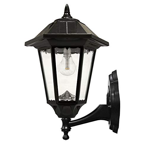 GAMA SONIC Windsor Bulb Solar Light, Outdoor Solar Powered LED, Wall or Post Mount, Black GS-99B-FPW - Thumbnail 5