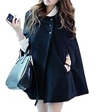 Vangood Women's Wool Tweed Coat Cape Overcoat