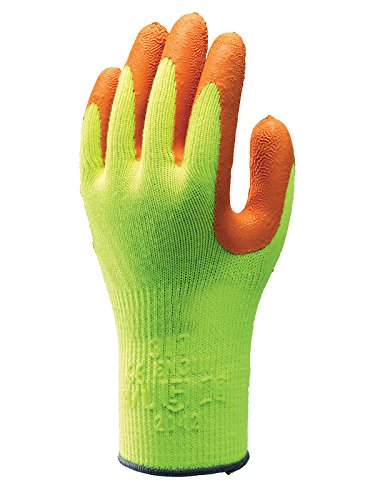 Showa Gloves SHO317-S No.317 Hi-Viz Grip Glove, Size: S, Fluorescent Yellow/Orange