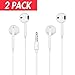 2 Pack Earphones, Headphones with Remote and Mic 3.5mm Apple Earbuds Standard Retail Packaging Wired ear buds for apple iPhone 6/6s 6 plus/6s plus, iPad, iPod, Samsung Galaxy and Android