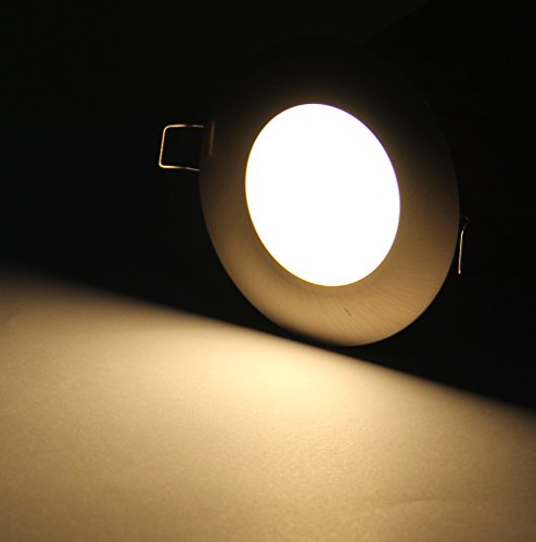 12V LED RV Boat Ceiling Lights Recessed Interior Dome Light Cabinet Roof Cabin Overhead Downlight 3.5W 3inches Brushed Nickel, 4 Pack (Warm White)