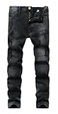 Boy's Black Skinny Ripped Destroyed Distressed Stretch Slim Fit Denim Jeans Pant