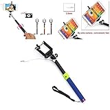 Gopromate(TM) Extendable Selfie Handheld Stick Monopod Pod for iPhone, Samsung, camera with 1/4 inch Screw Hole (Blue New)