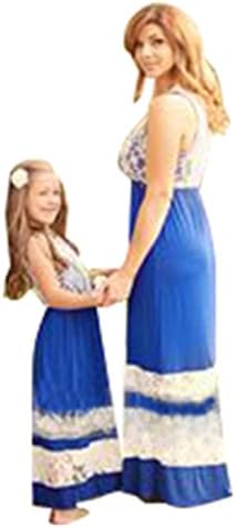 Mother and Daughter Printed Boho Maxi Party Beach Dress Mom Kids Matching Outfits