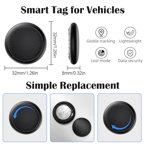 GPS Tracker for Car, 2 Pieces GPS Tracker for Vehicles, Real Time Air Tracker, Android, Global Coverage, Magnetic Car Tracker, Hidden Tracker, No Monthly Fee Subscription (Black)
