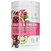 NutriDyn Fruits &amp; Greens Strawberry/Kiwi Flavor *Certified Organic* w/ Acai, Gogi, Mangosteen, Noni &amp; Pomegranate Super Fruits 300 Grams (Strawberry Kiki)