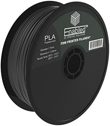 Enabled PLA 3D Printer Filament, Dimensional Accuracy +/- 0.05 mm, 1 kg Spool, 1.75 mm, Black