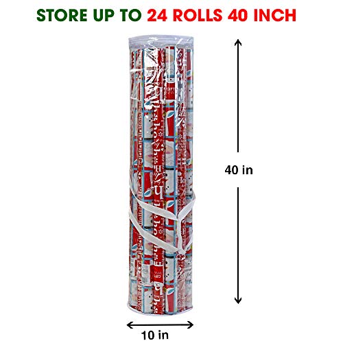 ProPik Christmas Gift Wrap Organizer Clear, Fits 24 Rolls of 40 Inch
