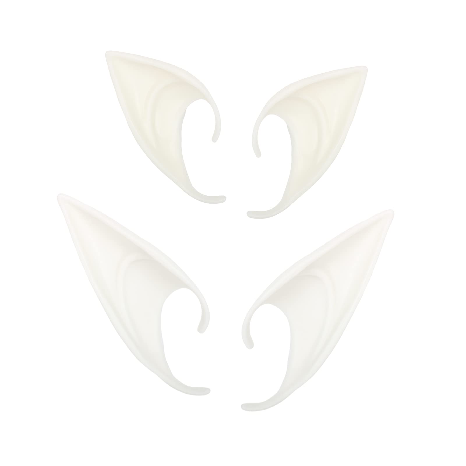 2Pairs Luminous Christmas Elf Ears Latex Elf Ears Pixie Ears,Fairy Ears,Hobbit Ears Cosplay Soft Pointed Goblin Ears,Pointed Elven Ears Dress Up Costume Accessories for Xmas,Halloween, Anime Party