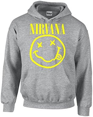 NineTeen, Nirvana Grunge Rock Band Hoodie (Large, Grey)
