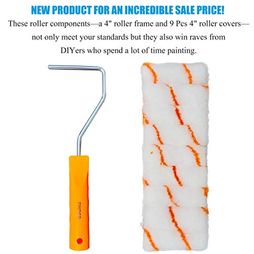 Tockrop 4-Inch Paint Roller Kit - A 4" Roller Frame and 9 Pcs 4" Roller Covers with 1/2" Dacron Nap for Interior Walls, Textured Walls, Paneling, and Painted Brick or Concrete Home Repair - Thumbnail 5