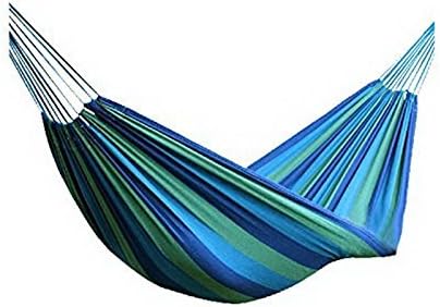 Portable Camping Hammock, Durable Foldable Canvas Hammock 2 Person Capacity up to 300kg (660lb) for Swing, Traveling, Picnics, Hiking, Adventure, Park / Beach Playing or Backyard Relaxing ( Blue )