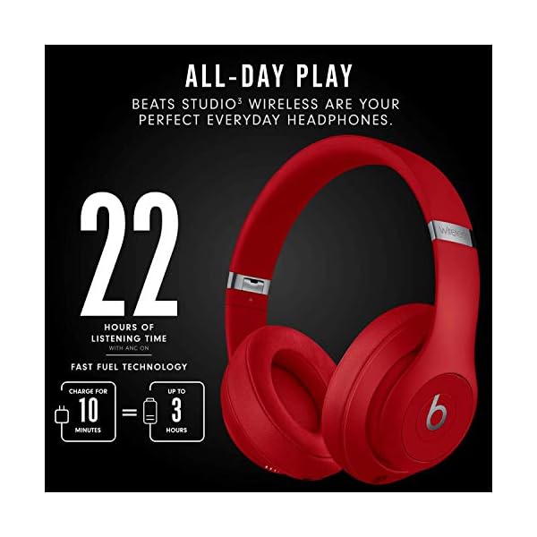 Beats-Studio3-Wireless-Noise-Cancelling-Over-Ear-Headphones-Apple-W1-Headphone-Chip-Class-1-Bluetooth-Active-Noise-Cancelling-22-Hours-Of-Listening-Time-Red-Previous-Model Beats Studio3 Wireless Noise Cancelling Over-Ear Headphones - Apple W1 Headphone Chip, Class 1 Bluetooth, Active Noise…