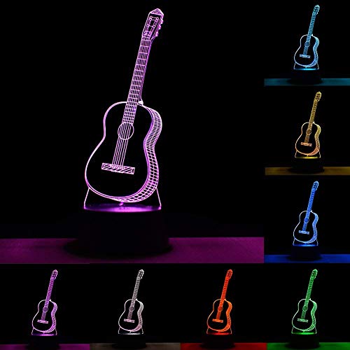 image for YiaMia Guitar 3d Optical Illusion Night Light Music Decorations Lamp R