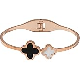 4J VAN CLOVER 18K Gold Plated Four Leaf Clover Bracelet for Women. Trendy Clover Women's Gold Bracelet. Best Clover Bracelet Jewelry Gift for Women.