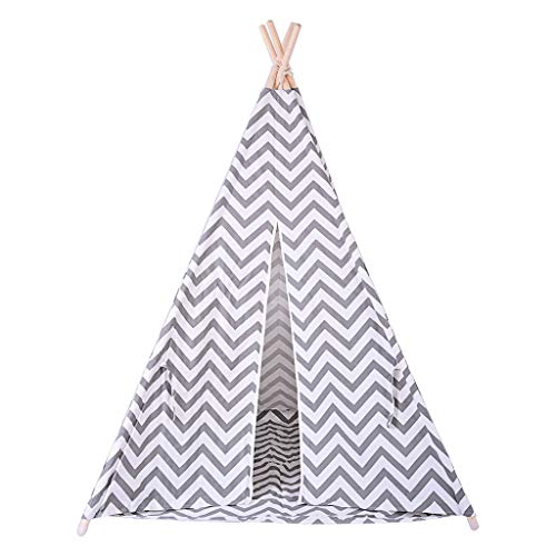 Beyonds Tent for Kids Foldable Children Play Tent for Girl and Boy with Carry Case 8 Poles White Black Canvas Playhouse Toy for Indoor and Outdoor Games