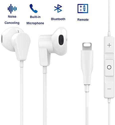 AXELECT Bluetooth Headphones with Mic, Lightening Earbuds with Microphone Compatible for iPhone X 8/8Plus 7/7Plus, Stereo Headset Noise Cancelling Remote Control