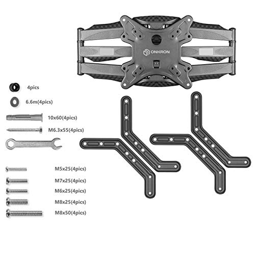ONKRON TV Mount Wall Bracket Full Motion Articulating Arm for 39 to 65-Inch LED LCD Flat Panel TV Screens Tilt Swivel Black M5L (Renewed)