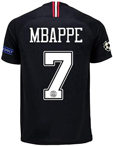 Redrun PSG X 18/19 Season 7# Mbappe Mens Away Soccer Jersey & Armbands Black/White