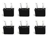 Ceptics USA to Europe Asia Plug Adapter - CE Certified - RoHS Compliant - 6 Pack