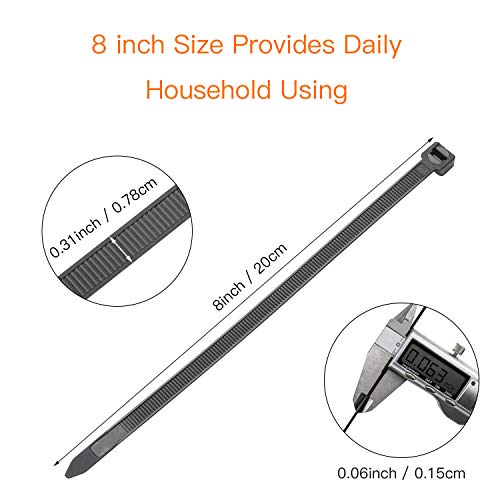 OneLeaf Cable Ties 8 Inch Heavy Duty Zip Ties with 120 Pounds Tensile Strength for Multi-Purpose Use, Self-Locking UV Resistant Nylon Tie Wraps, Indoor and Outdoor Tie Wire.120 Pcs Black - Thumbnail 2