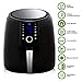 Simple Living Products XL Digital Air Fryer, 7 Custom Presets, 2 Hour Keep Warm and Memory Control Function, Airfryer Recipe Cookbook, Black High Gloss Finish with 5.8 Quart Capacity, 1800 Watts