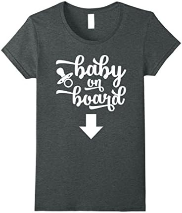Womens Baby on board t-shirt Mom to be shirt Pregnancy tee White XL Dark Heather