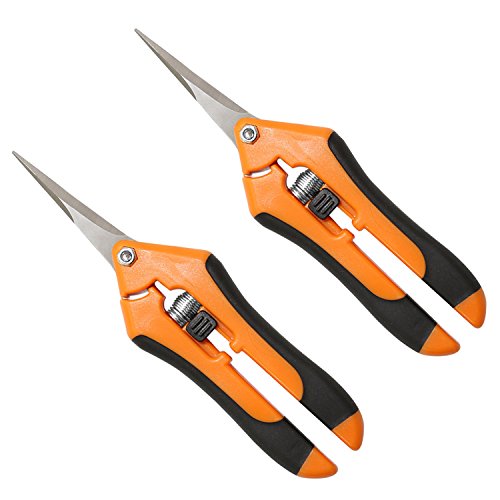 VIVOSUN Gardening Hand Pruner Pruning Shear with Straight Stailess Steel Blades (2Pack Orange)