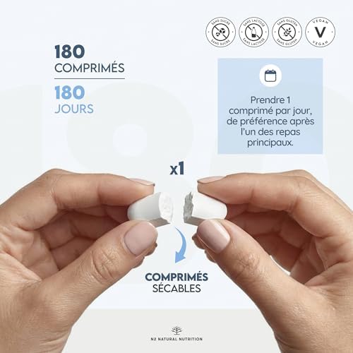 Triple Magnésium Bysglicinate, Citrate de Magnesium et Magnesium Malate. 180 comprimés (6 mois) Multiples Bienfaits: Digestion, Muscles, Nerveux. Anti Stress et Fatigue. 220 mg. N2 Natural Nutrition