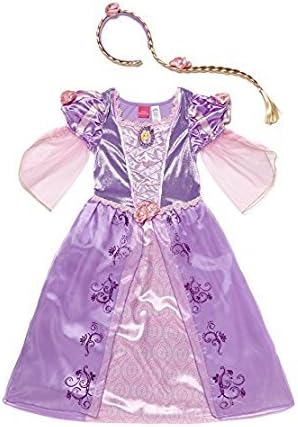 Officially licensed Princess Rapunzel Tangled Costume with Hooped Skirt, Plaited Hairband, Fabric Roses and Button Badge. Made under licence for the TU Collection Age 9-10 years