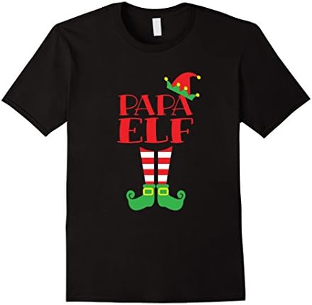 Mens Papa ELF Christmas season T-Shirt Dad's Mom's Matching Tee Large Black