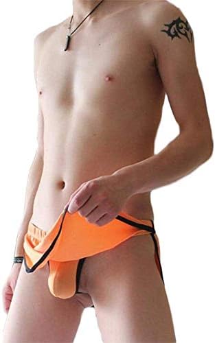 Jockstraps For Gay Men Wetlook Thong Pure Cotton Occlusion Cloth Breathable Underwear Underpants (Black, White, Orange, Gray)