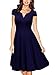 Miusol Women's Retro V Neck Cap Sleeve 1950'S Cocktail Evening Swing Dress
