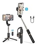 Selfie Stick Tripod, BlitzWolf Mini Extendable Selfie Stick Bluetooth with Anti-Shaking Stabilizer and Automatic Balance, One-Axis Gimbal for iPhone 11 Pro/XS Max/XS/XR/X/8/7/6, Galaxy S10/S9, Android