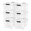 IRIS USA TB Clear Plastic Storage Bin Tote Organizing Container with Durable Lid and Secure Latching Buckles, 32 Qt, 6…