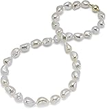 HinsonGayle AAA GEM 10-11mm White Baroque Freshwater Cultured Pearl Necklace (14K Yellow Gold 18