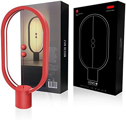 ALLOCACOC Heng balance lamp - Ellipse magnetic mid-air switch USB powered LED lamp, Warm Eye-Care LED Lamp, Night Lamp, Table Lamp, Decoration for Bedroom, Living Room, Dining Room and Office (Red)