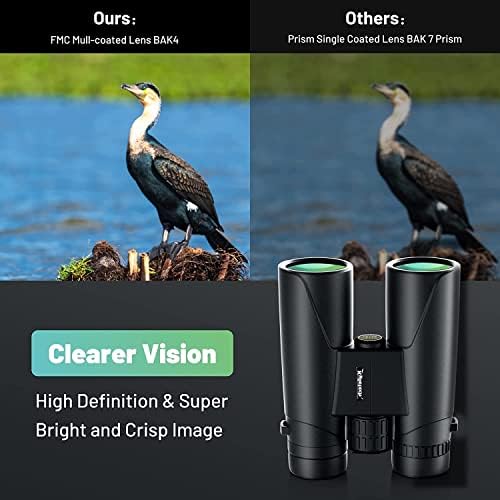 Prismaticos Profesionales Largo Alcance, Binoculares Pequeños y Potentes 12x42 - Prismas BAK-4 y Lentes FMC, Antiniebla e Impermeables con Adaptador para Smartphone de Aves, Caza, Senderismo